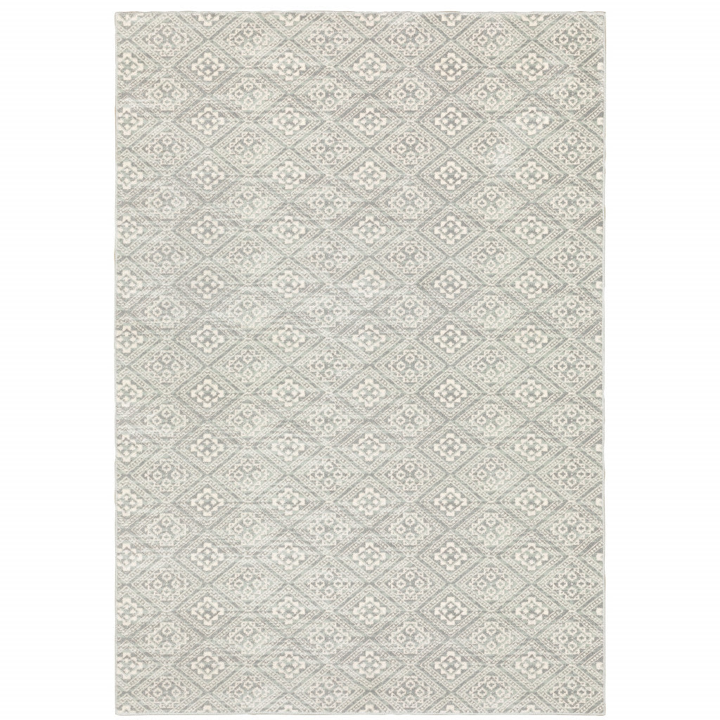 6' X 9' Grey Geometric Power Loom Stain Resistant Area Rug