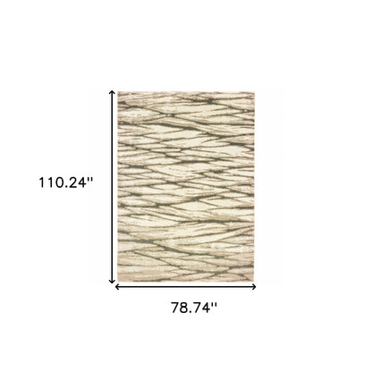6' X 9' Ivory Sand And Ash Abstract Power Loom Stain Resistant Area Rug