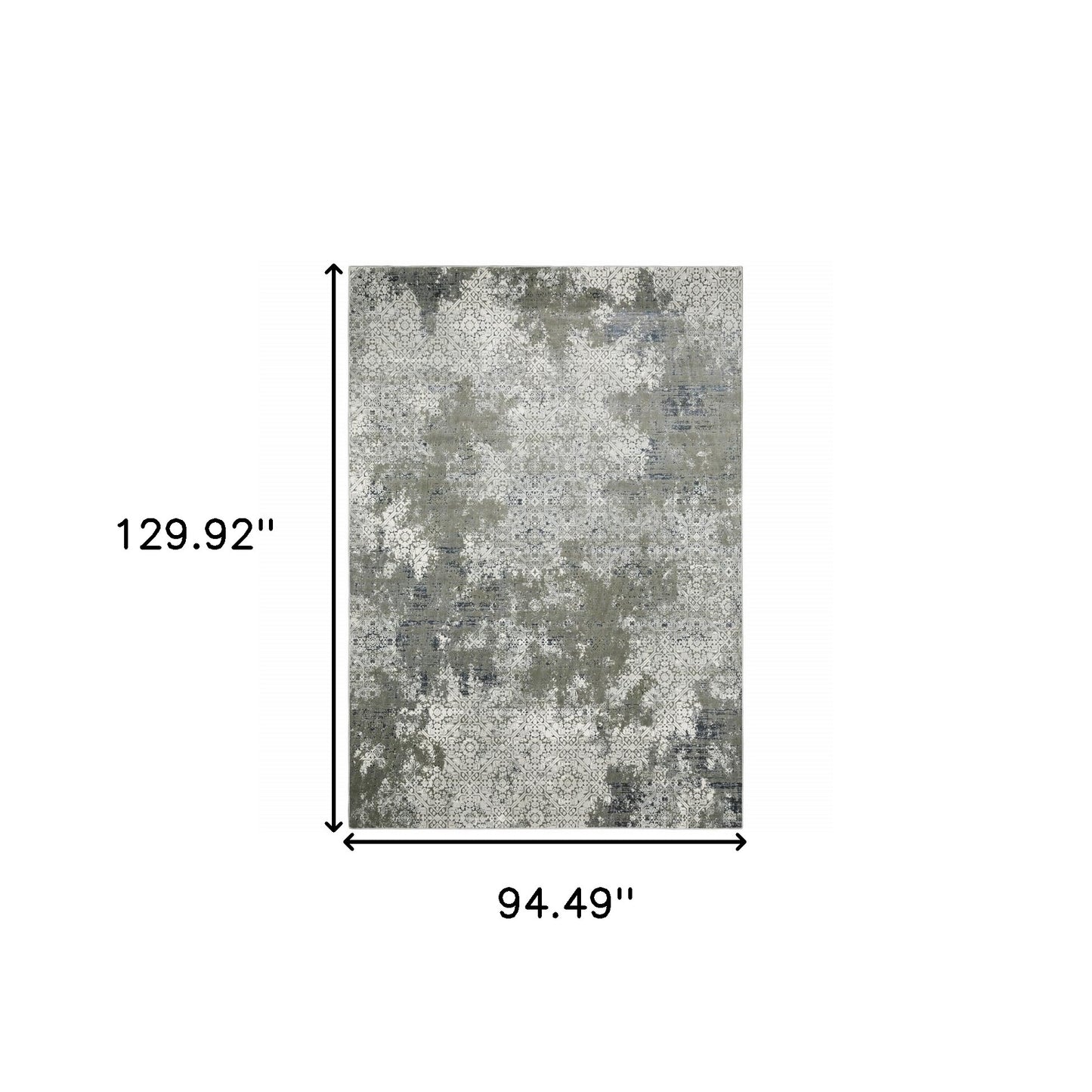 8' X 11' Ivory Grey Blue And Taupe Abstract Power Loom Stain Resistant Area Rug