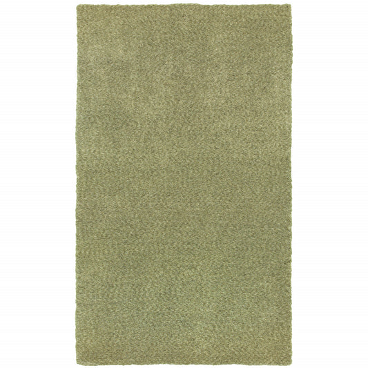 10' X 13' Olive Green Shag Tufted Handmade Stain Resistant Area Rug