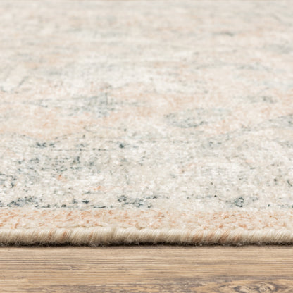 10' X 13' Beige And Grey Oriental Hand Loomed Stain Resistant Area Rug With Fringe
