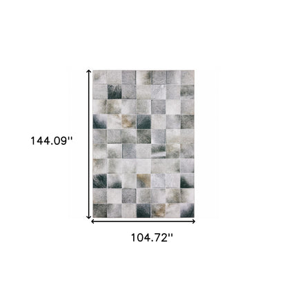 9' X 12' Grey Charcoal Brown And Beige Geometric Power Loom Stain Resistant Area Rug