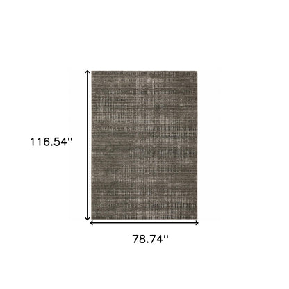 6' X 9' Charcoal Grey Grey Ivory Tan And Brown Abstract Power Loom Stain Resistant Area Rug