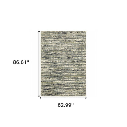 5' X 7' Blue Green Light Blue Grey And Ivory Abstract Power Loom Stain Resistant Area Rug