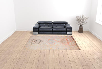 9' X 12' Pink And Blue Oriental Power Loom Stain Resistant Area Rug