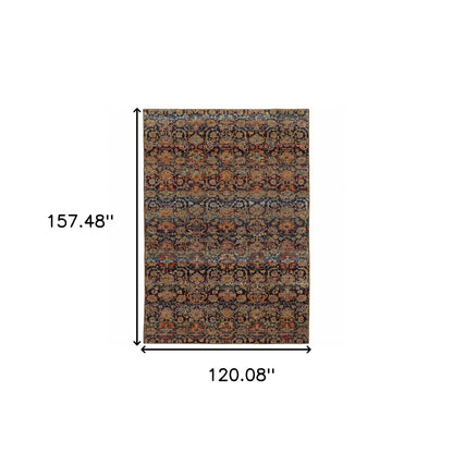 10' X 13' Multi And Blue Abstract Power Loom Stain Resistant Area Rug