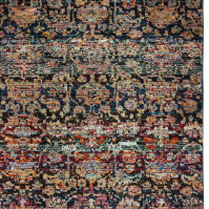 2' X 10' Multi And Blue Abstract Power Loom Stain Resistant Runner Rug