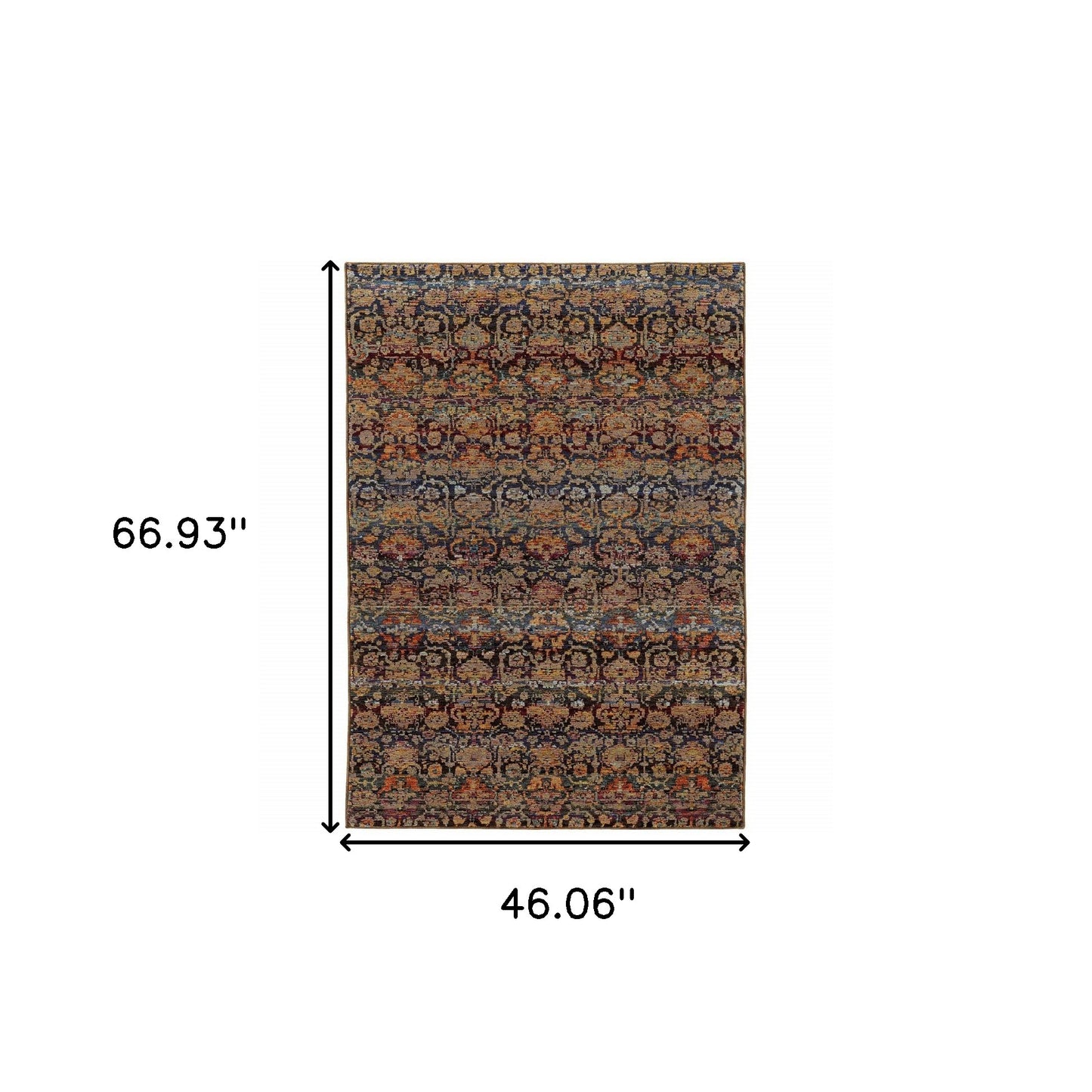 3' X 5' Multi And Blue Abstract Power Loom Stain Resistant Area Rug