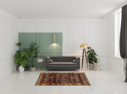 5' X 7' Red Gold And Green Oriental Power Loom Stain Resistant Area Rug