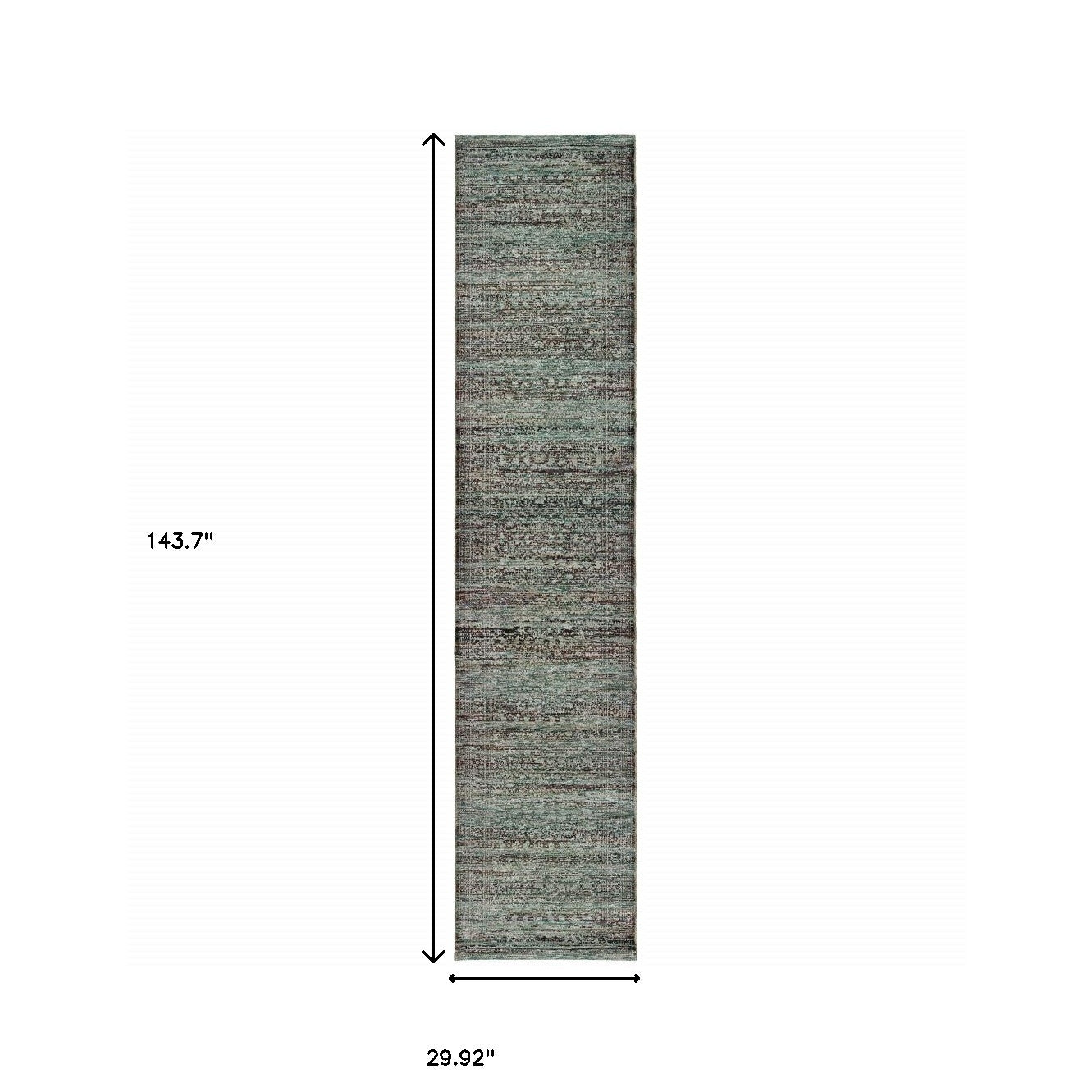 2' X 10' Blue And Purple Oriental Power Loom Stain Resistant Runner Rug