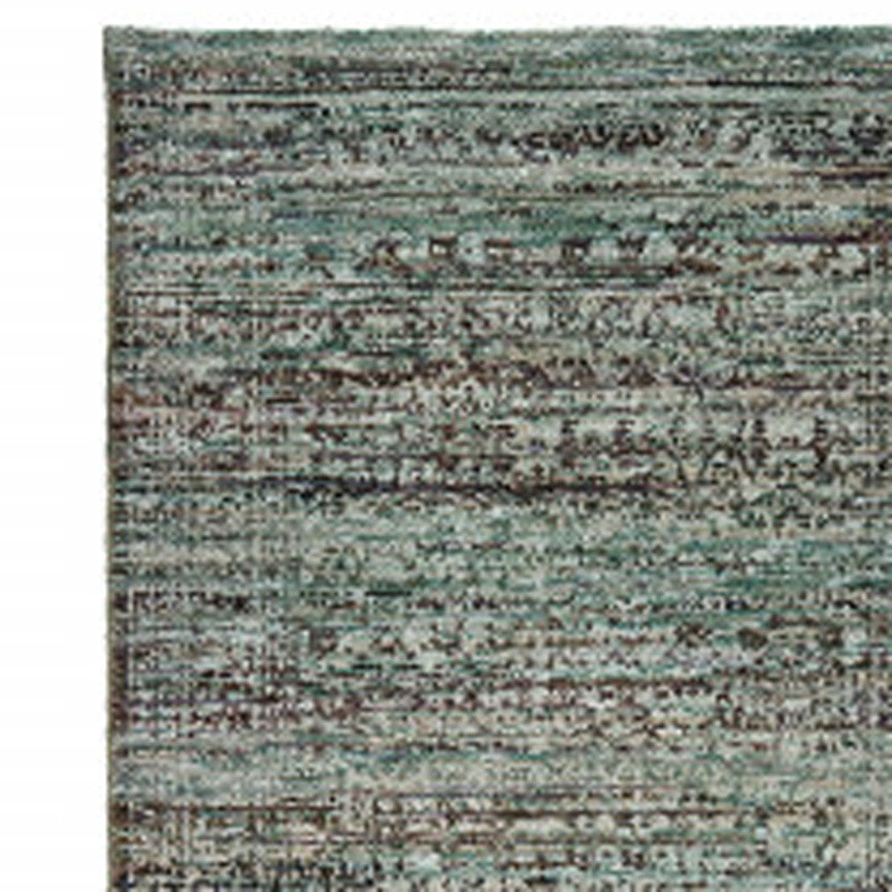 2' X 10' Blue And Purple Oriental Power Loom Stain Resistant Runner Rug
