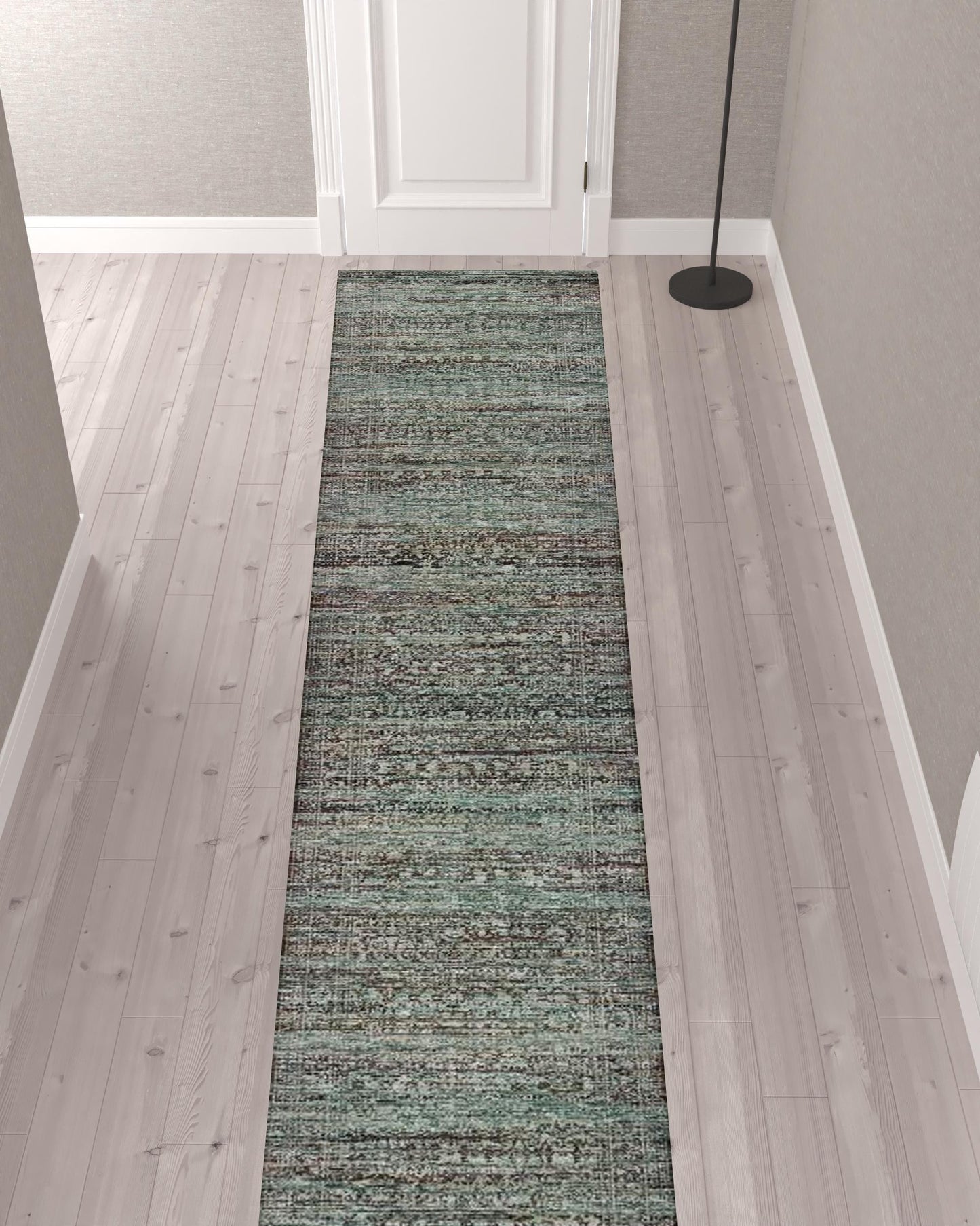 2' X 10' Blue And Purple Oriental Power Loom Stain Resistant Runner Rug