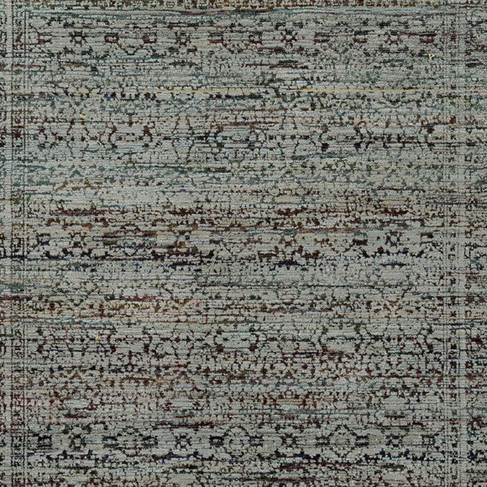 3' X 5' Blue And Purple Oriental Power Loom Stain Resistant Area Rug