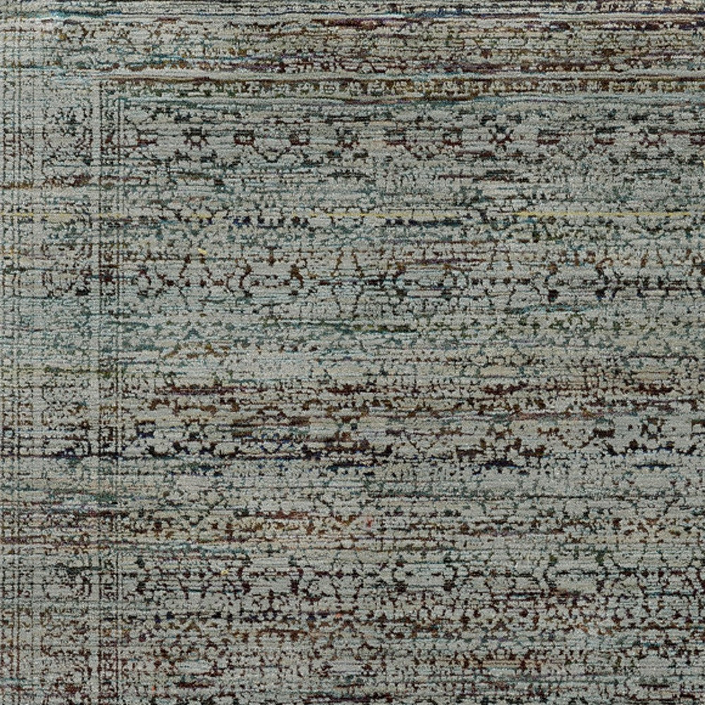 5' X 7' Blue And Purple Oriental Power Loom Stain Resistant Area Rug
