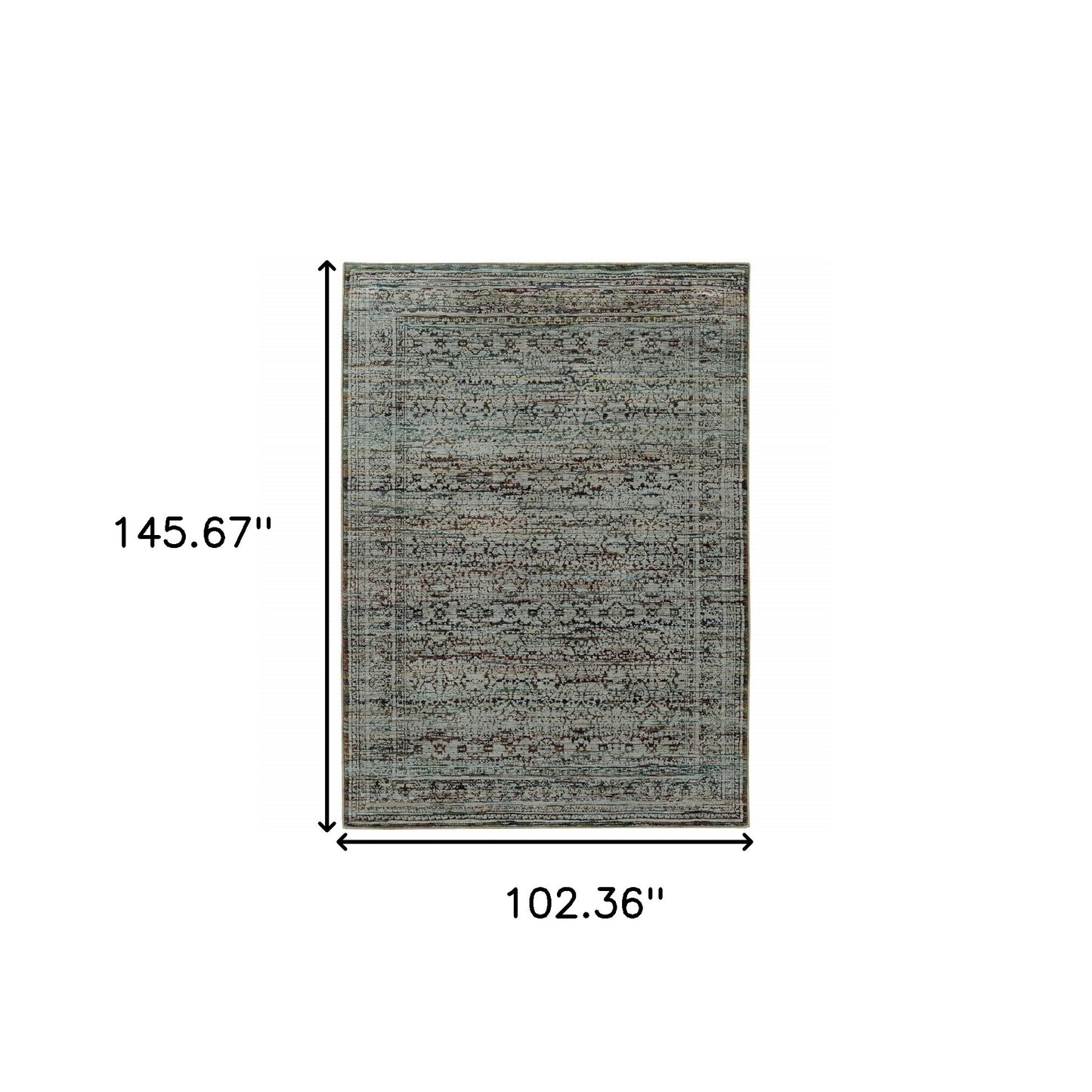 9' X 12' Blue And Purple Oriental Power Loom Stain Resistant Area Rug