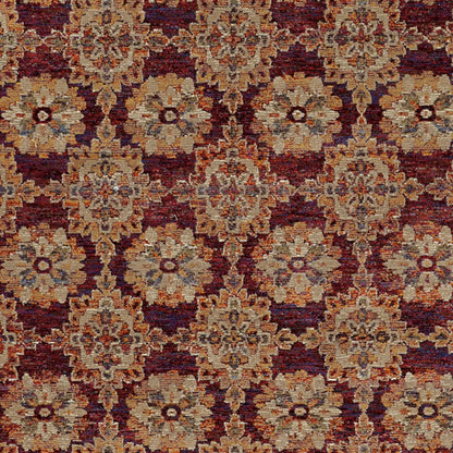 10' X 13' Red And Gold Oriental Power Loom Stain Resistant Area Rug