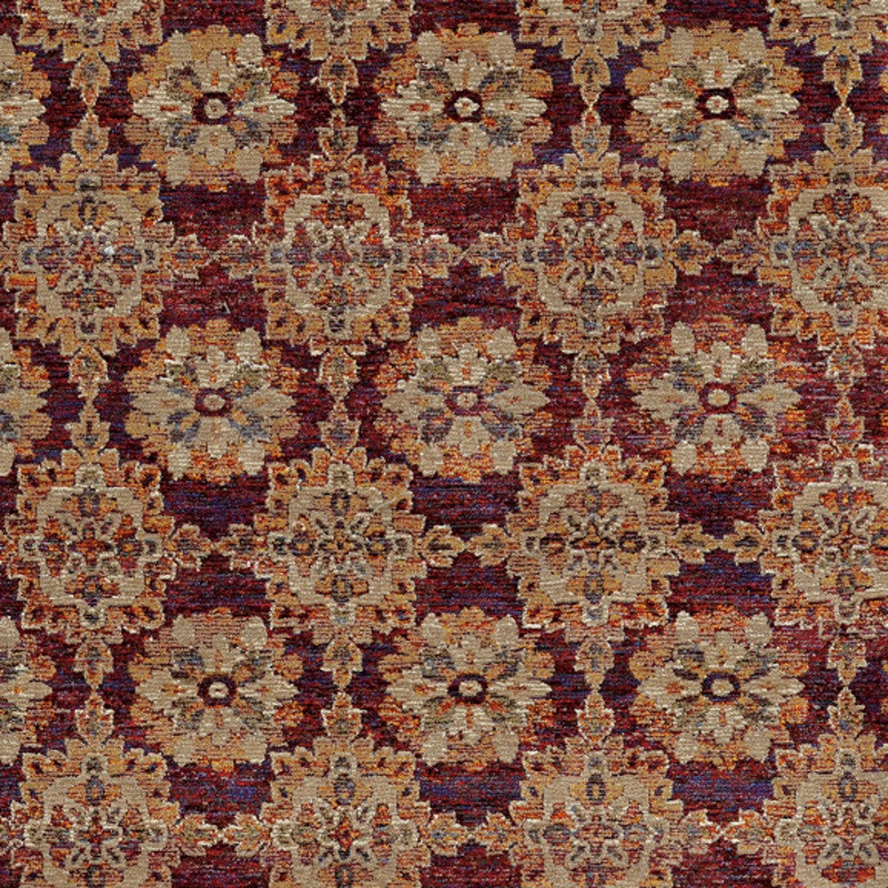 2' X 3' Red And Gold Oriental Power Loom Stain Resistant Area Rug