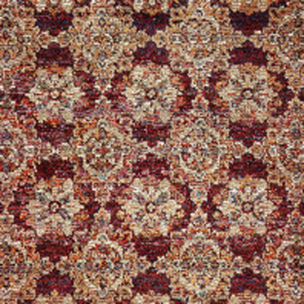 2' X 10' Red And Gold Oriental Power Loom Stain Resistant Runner Rug