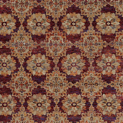 3' X 5' Red And Gold Oriental Power Loom Stain Resistant Area Rug