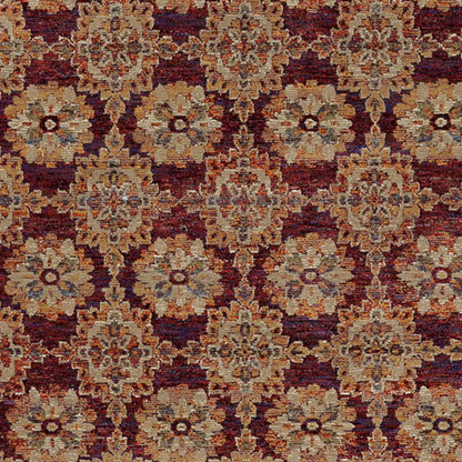 5' X 7' Red And Gold Oriental Power Loom Stain Resistant Area Rug