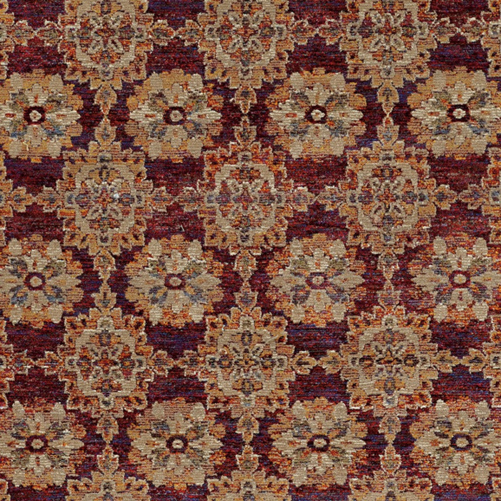 6' X 9' Red And Gold Oriental Power Loom Stain Resistant Area Rug