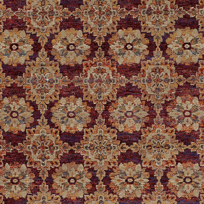 6' X 9' Red And Gold Oriental Power Loom Stain Resistant Area Rug