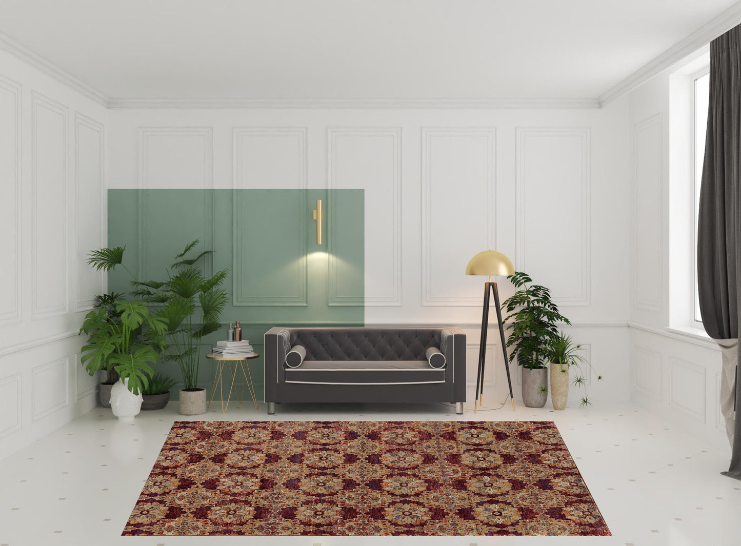 8' X 10' Red And Gold Oriental Power Loom Stain Resistant Area Rug