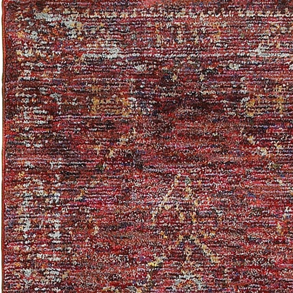 2' X 8' Red And Gold Oriental Power Loom Stain Resistant Runner Rug