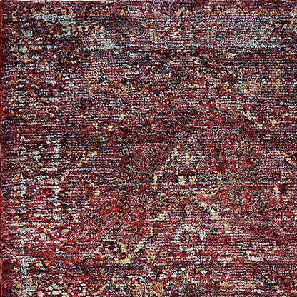2' X 10' Red And Gold Oriental Power Loom Stain Resistant Runner Rug