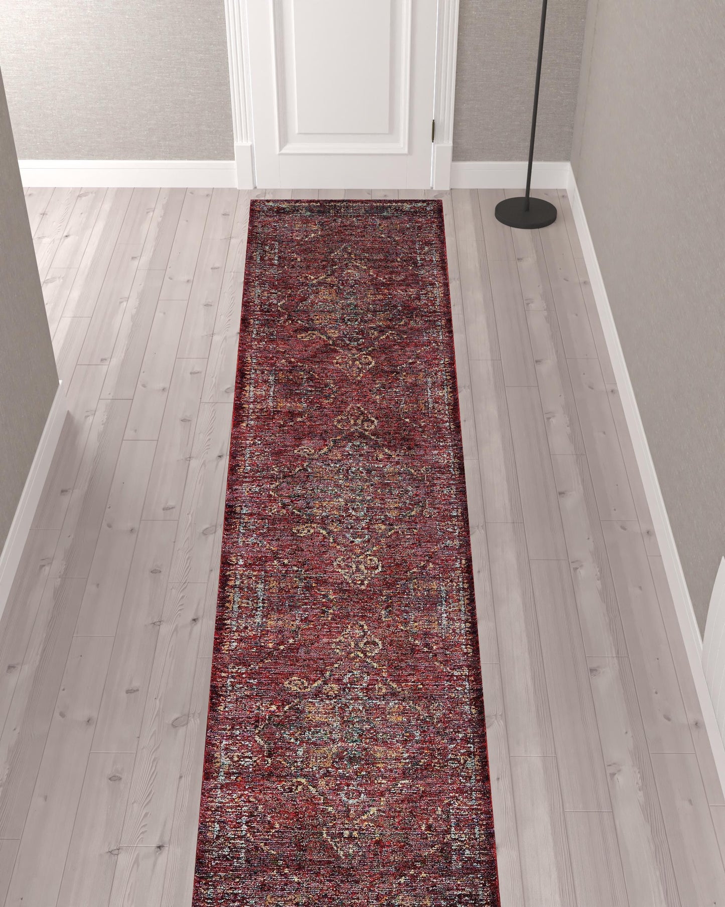 2' X 10' Red And Gold Oriental Power Loom Stain Resistant Runner Rug