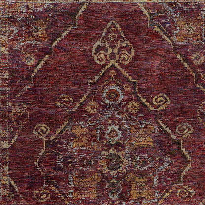 3' X 5' Red And Gold Oriental Power Loom Stain Resistant Area Rug