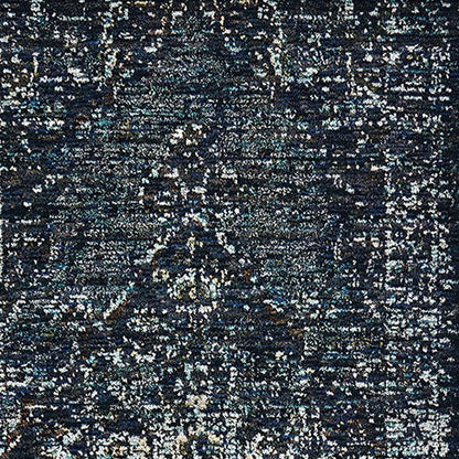 2' X 10' Blue And Brown Oriental Power Loom Stain Resistant Runner Rug