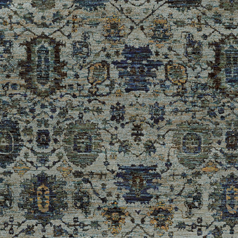 8' X 10' Blue And Navy Oriental Power Loom Stain Resistant Area Rug