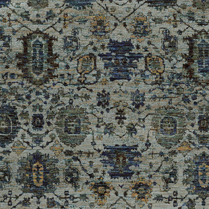 8' X 10' Blue And Navy Oriental Power Loom Stain Resistant Area Rug