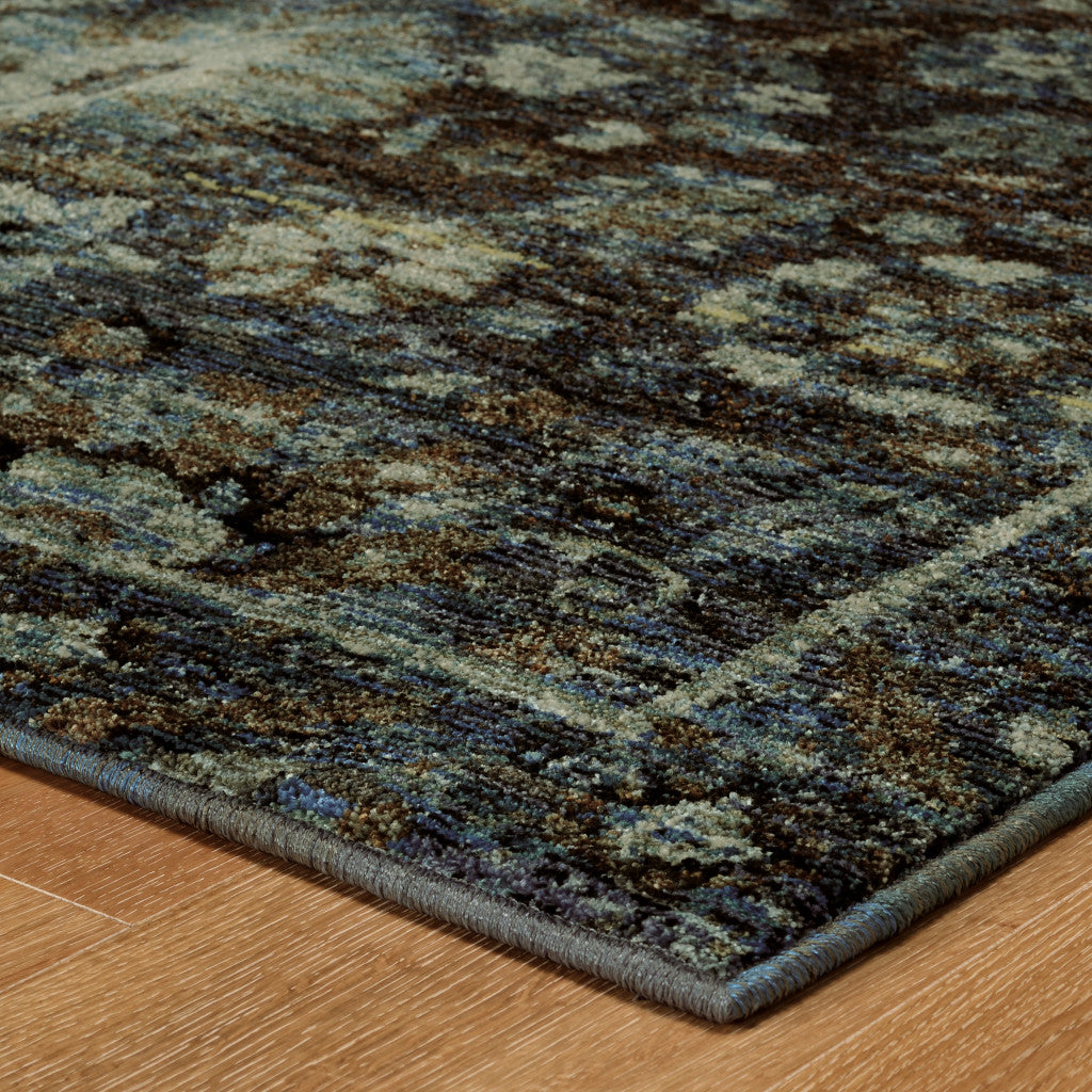 2' X 8' Navy And Blue Oriental Power Loom Stain Resistant Runner Rug