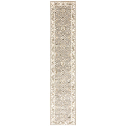 2' X 10' Beige And Ivory Oriental Power Loom Runner Rug