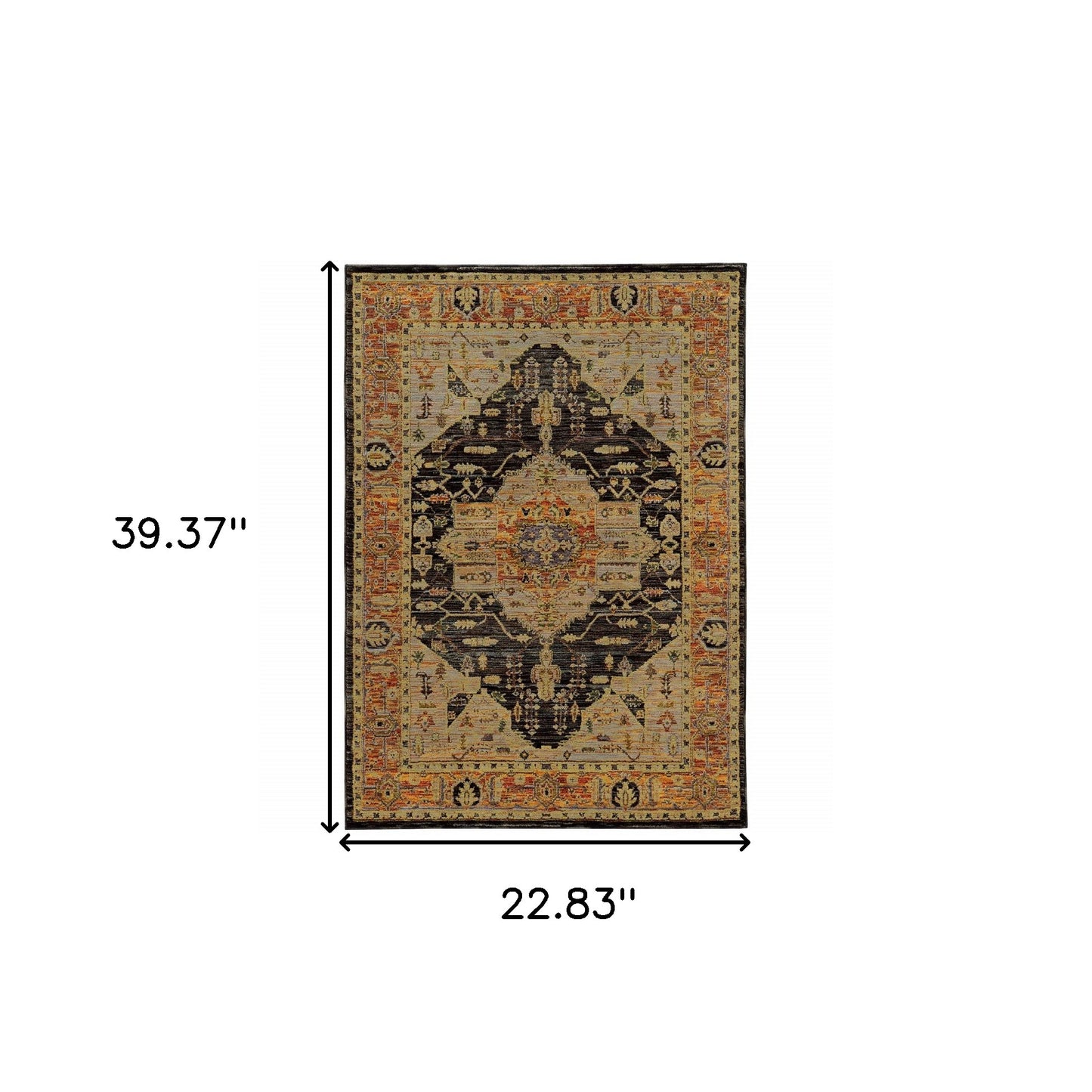 2' X 3' Gold Brown Grey Rust Green And Purple Oriental Power Loom Stain Resistant Area Rug