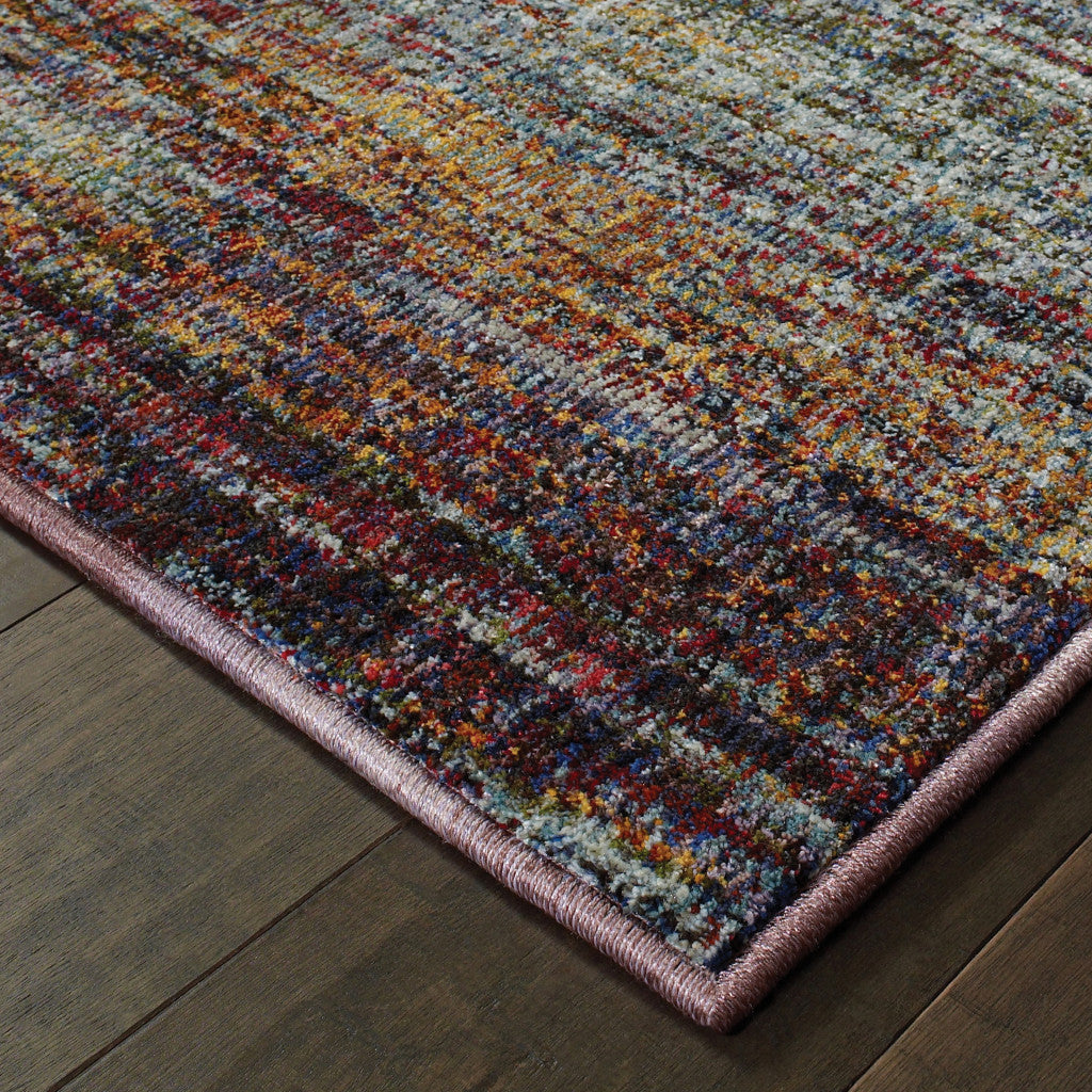 2' X 3' Blue Grey Gold Purple And Teal Abstract Power Loom Stain Resistant Area Rug