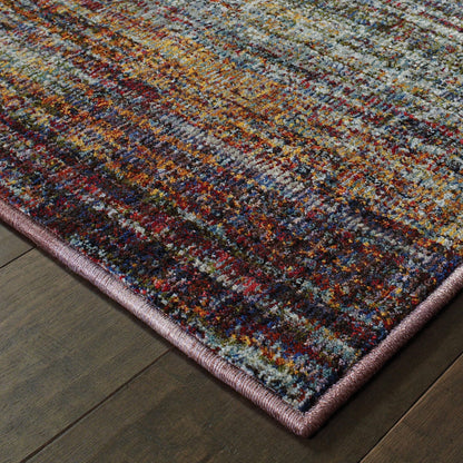 2' X 3' Blue Grey Gold Purple And Teal Abstract Power Loom Stain Resistant Area Rug