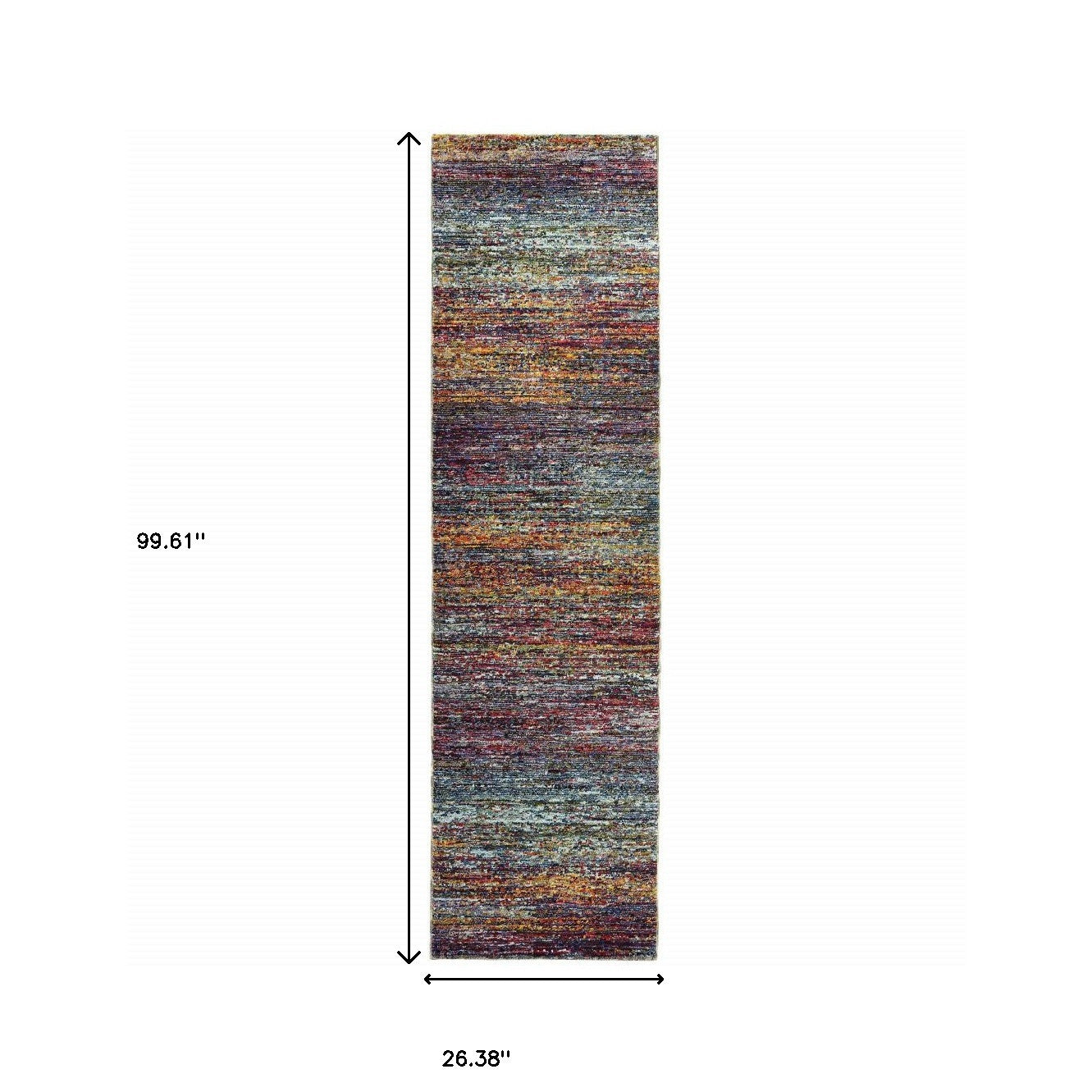 2' X 8' Blue Grey Gold Purple And Teal Abstract Power Loom Stain Resistant Runner Rug