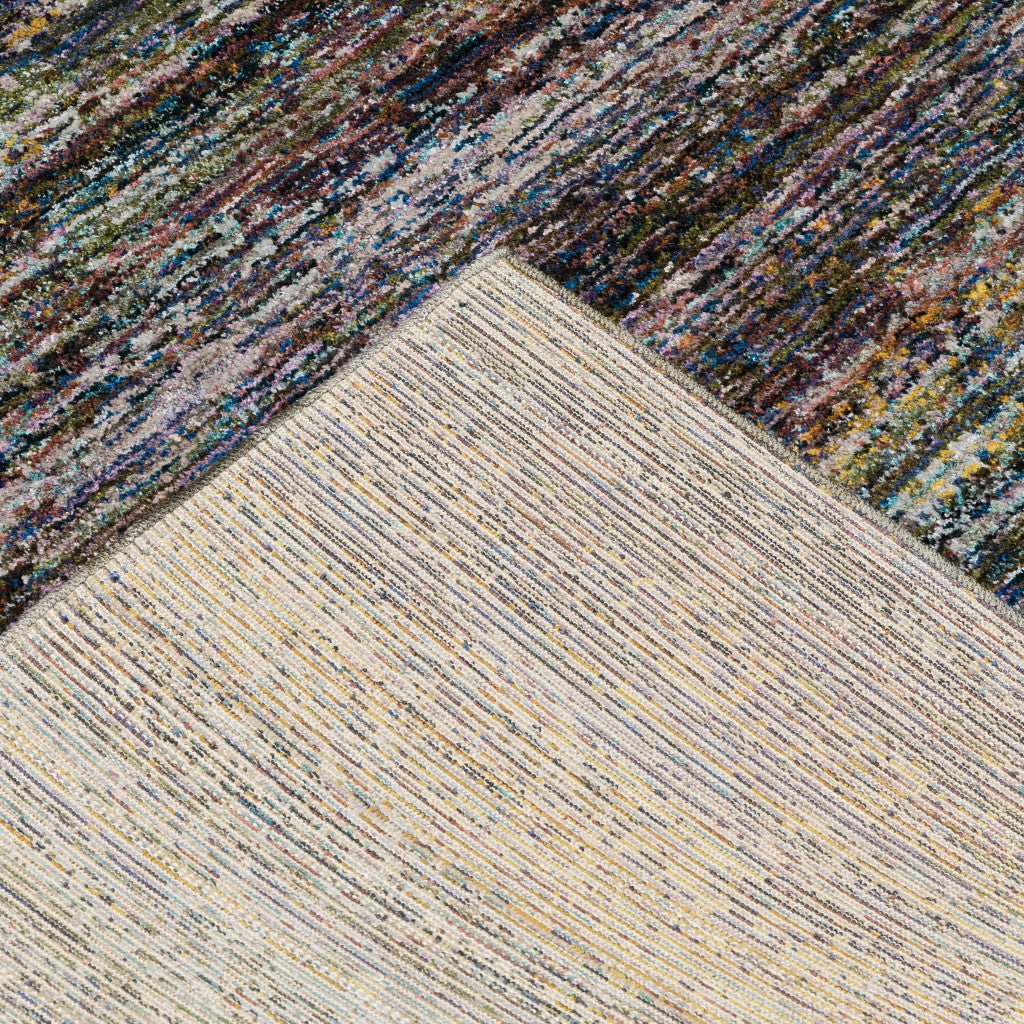 2' X 8' Blue Grey Gold Purple And Teal Abstract Power Loom Stain Resistant Runner Rug