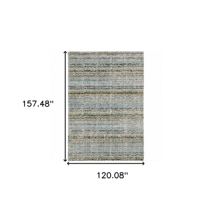 10' X 13' Blue Green Teal And Grey Abstract Power Loom Stain Resistant Area Rug