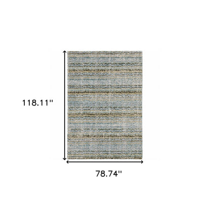 6' X 9' Blue Green Teal And Grey Abstract Power Loom Stain Resistant Area Rug