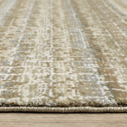 10' X 13' Ivory Grey Tan And Brown Abstract Power Loom Stain Resistant Area Rug