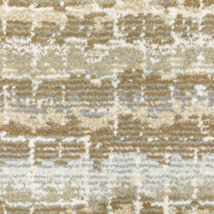 10' X 13' Ivory Grey Tan And Brown Abstract Power Loom Stain Resistant Area Rug