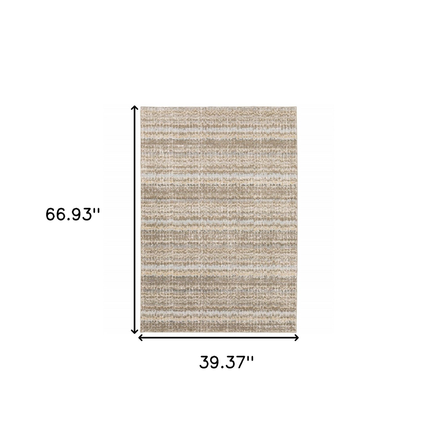 3' X 5' Ivory Grey Tan And Brown Abstract Power Loom Stain Resistant Area Rug