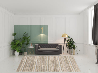 8' X 10' Ivory Grey Tan And Brown Abstract Power Loom Stain Resistant Area Rug