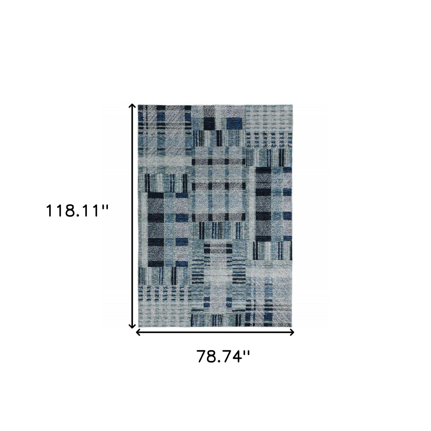 6' X 9' Blue Geometric Power Loom Stain Resistant Area Rug
