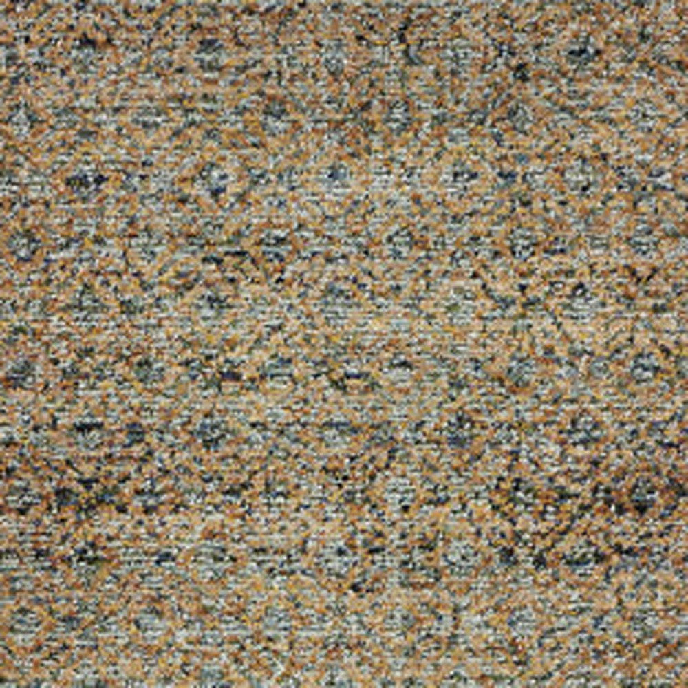 2' X 8' Silver Gold Rust And Blue Green Geometric Power Loom Stain Resistant Runner Rug