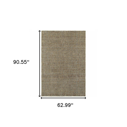 5' X 7' Silver Gold Rust And Blue Green Geometric Power Loom Stain Resistant Area Rug